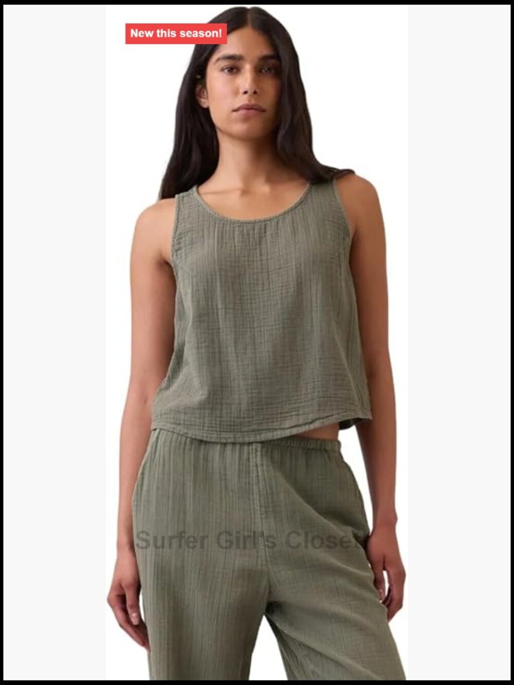 Sleeveless Gauze Shell Top Cotton Crew Neck Pullover Blouse